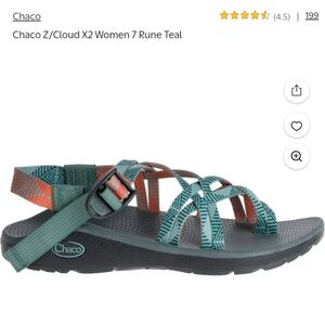 Chaco Z/CloudX2 Women's Hiking Sandal - Teal Blue and Orange Straps, Size 8